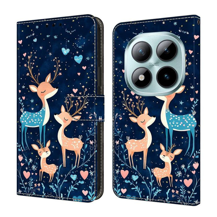 Funda para teléfono de cuero vegano pintado con efecto cristal, For Redmi 15C 5G/4G Global 171mm, For Redmi Note 14 4G 164.84mm, For Redmi Note 14 Pro 4G/5G