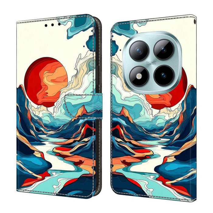 Funda para teléfono de cuero vegano pintado con efecto cristal, For Redmi 15C 5G/4G Global 171mm, For Redmi Note 14 4G 164.84mm, For Redmi Note 14 Pro 4G/5G