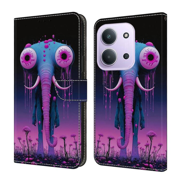 Funda para teléfono de cuero vegano pintado con efecto cristal, For Redmi 15C 5G/4G Global 171mm, For Redmi Note 14 4G 164.84mm, For Redmi Note 14 Pro 4G/5G