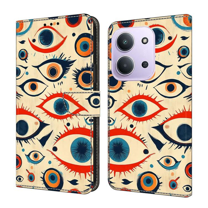 Funda para teléfono de cuero vegano pintado con efecto cristal, For Redmi 15C 5G/4G Global 171mm, For Redmi Note 14 4G 164.84mm, For Redmi Note 14 Pro 4G/5G