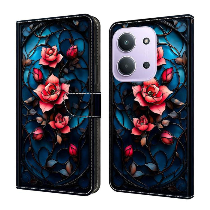 Funda para teléfono de cuero vegano pintado con efecto cristal, For Redmi Note 15 5G/4G Global 164mm, For Redmi Note 15 Pro 5G Global 163.6mm, For Redmi 15C 5G / 4G EU 173mm
