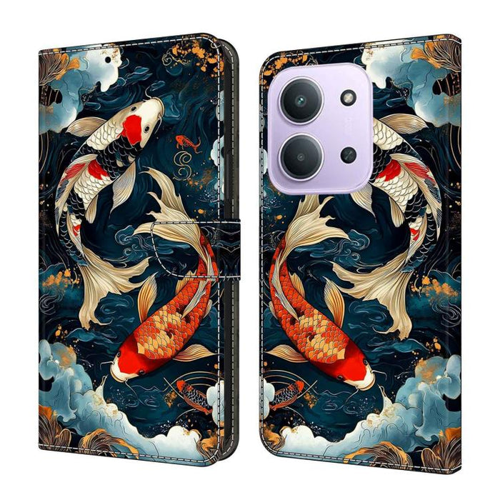 Funda para teléfono de cuero vegano pintado con efecto cristal, For Redmi Note 15 5G/4G Global 164mm, For Redmi Note 15 Pro 5G Global 163.6mm, For Redmi 15C 5G / 4G EU 173mm