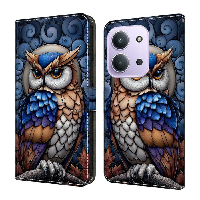 Funda para teléfono de cuero vegano pintado con efecto cristal, For Redmi 15C 5G/4G Global 171mm, For Redmi Note 14 4G 164.84mm, For Redmi Note 14 Pro 4G/5G