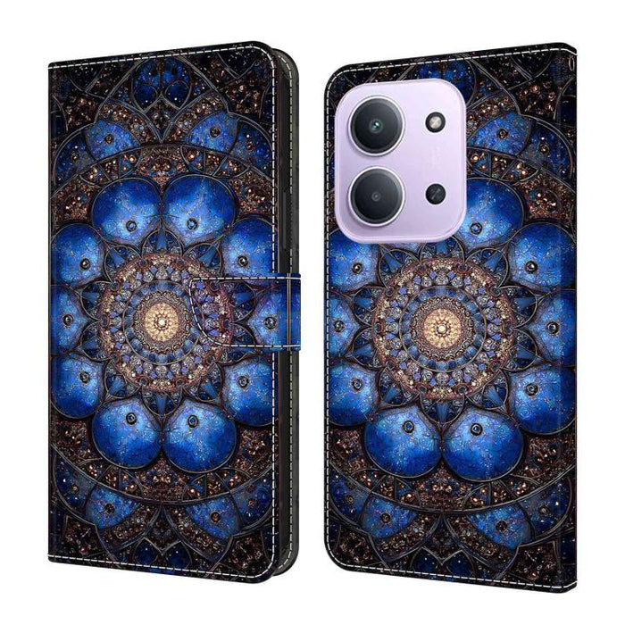 Funda para teléfono de cuero vegano pintado con efecto cristal, For Redmi 15C 5G/4G Global 171mm, For Redmi Note 14 4G 164.84mm, For Redmi Note 14 Pro 4G/5G