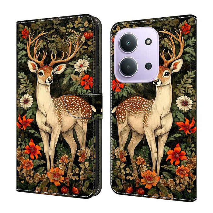 Funda para teléfono de cuero vegano pintado con efecto cristal, For Redmi 15C 5G/4G Global 171mm, For Redmi Note 14 4G 164.84mm, For Redmi Note 14 Pro 4G/5G
