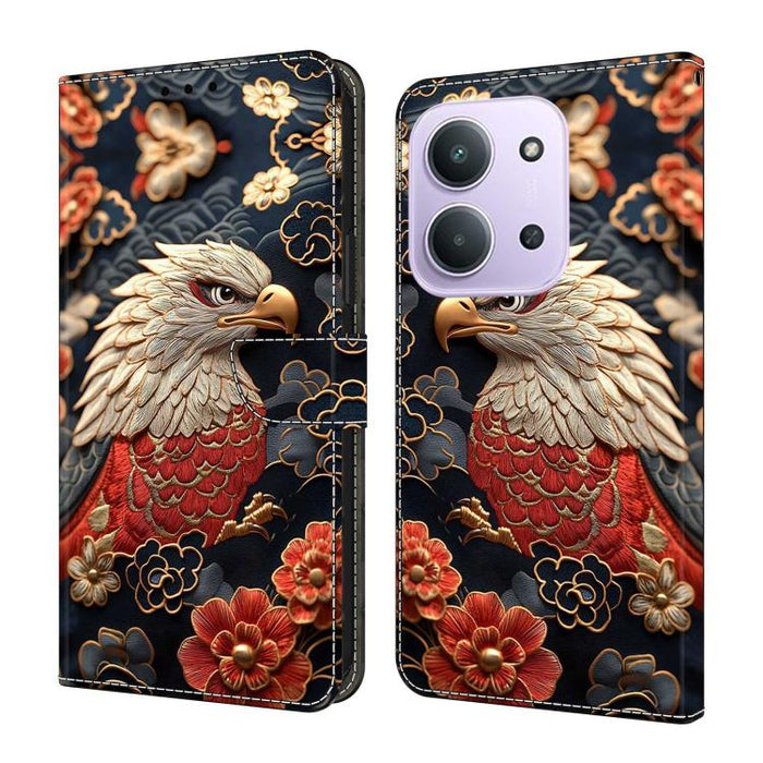 Funda para teléfono de cuero vegano pintado con efecto cristal, For Redmi Note 15 5G/4G Global 164mm, For Redmi Note 15 Pro 5G Global 163.6mm, For Redmi 15C 5G / 4G EU 173mm