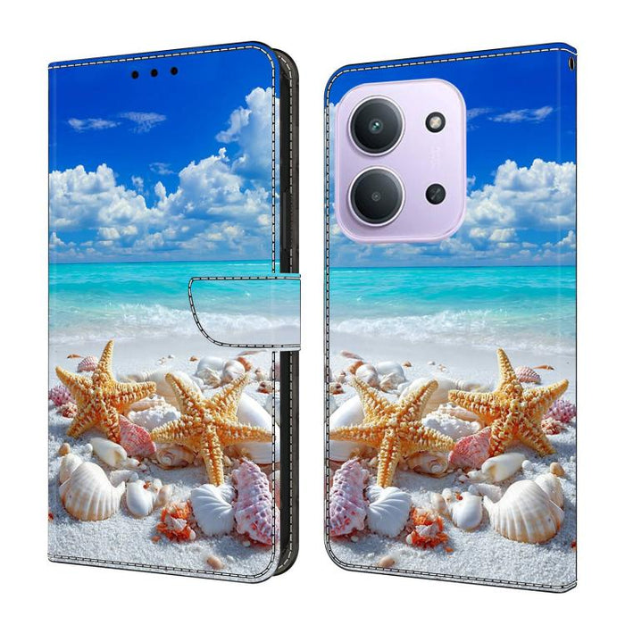Funda para teléfono de cuero vegano pintado con efecto cristal, For Redmi 15C 5G/4G Global 171mm, For Redmi Note 14 4G 164.84mm, For Redmi Note 14 Pro 4G/5G