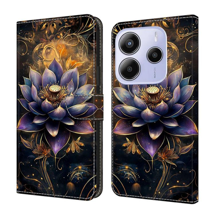 Funda para teléfono de cuero vegano pintado con efecto cristal, For Redmi Note 14 4G 163.25mm, For Redmi Note 14 5G, For Redmi Note 14 Pro+ 5G