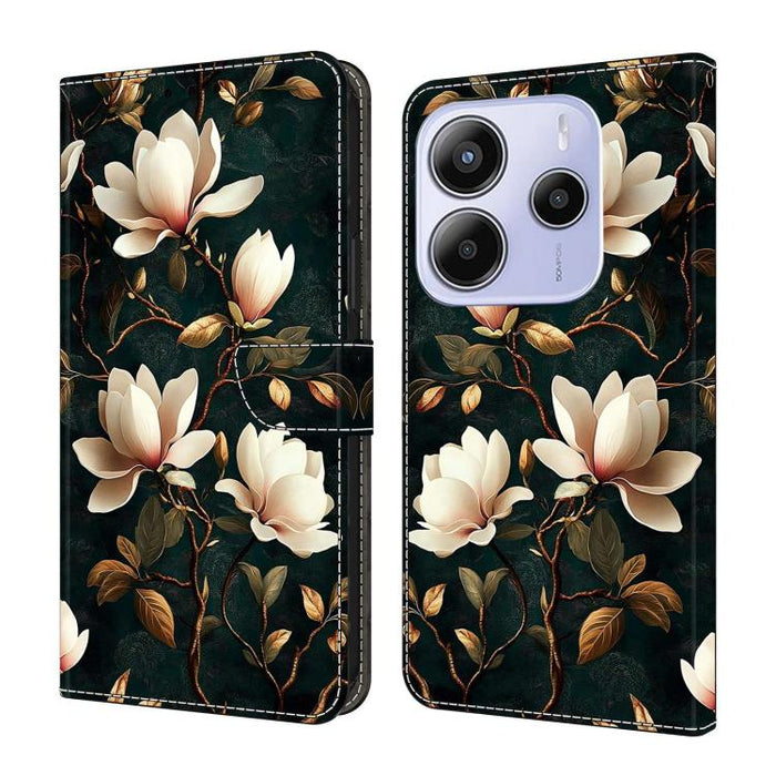 Funda para teléfono de cuero vegano pintado con efecto cristal, For Redmi Note 14 4G 163.25mm, For Redmi Note 14 5G, For Redmi Note 14 Pro+ 5G