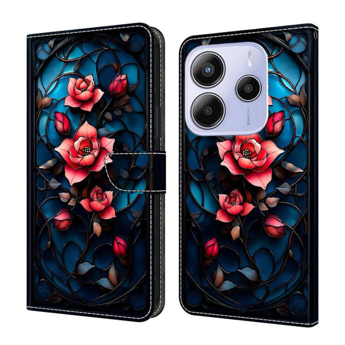 Funda para teléfono de cuero vegano pintado con efecto cristal, For Redmi Note 13 Pro 4G, For Redmi Note 13 4G, For Redmi K70E
