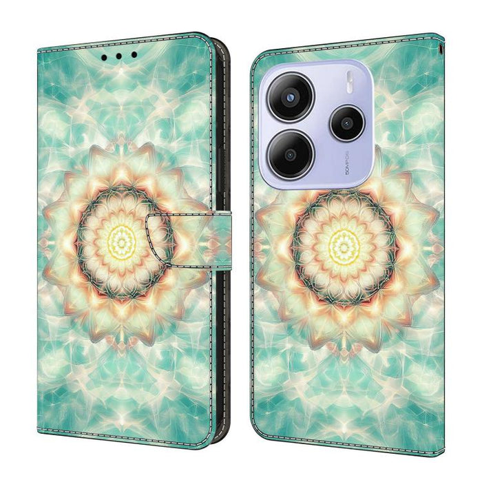 Funda para teléfono de cuero vegano pintado con efecto cristal, For Redmi Note 14 4G 163.25mm, For Redmi Note 14 5G, For Redmi Note 14 Pro+ 5G
