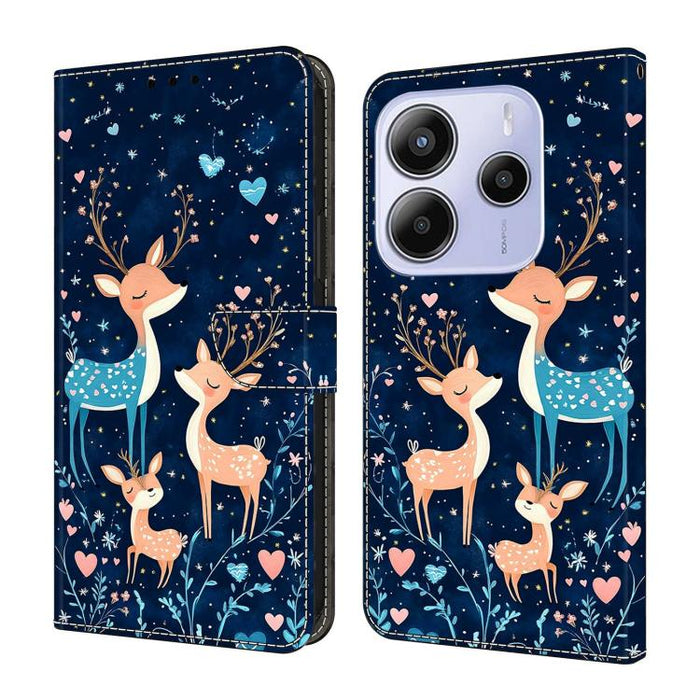 Funda para teléfono de cuero vegano pintado con efecto cristal, For Redmi Note 14 4G 163.25mm, For Redmi Note 14 5G, For Redmi Note 14 Pro+ 5G