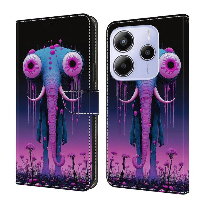 Funda para teléfono de cuero vegano pintado con efecto cristal, For Redmi Note 14 4G 163.25mm, For Redmi Note 14 5G, For Redmi Note 14 Pro+ 5G