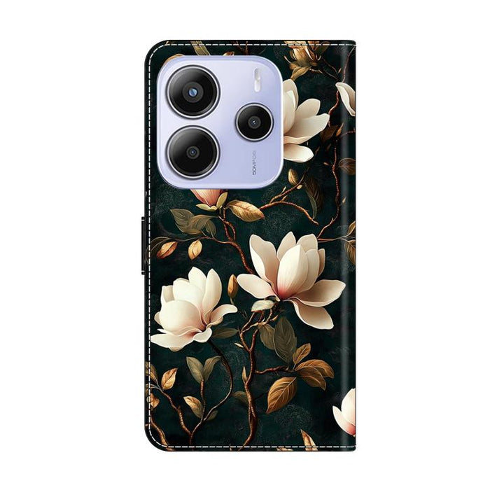 Funda para teléfono de cuero vegano pintado con efecto cristal, For Redmi Note 14 4G 163.25mm, For Redmi Note 14 5G, For Redmi Note 14 Pro+ 5G
