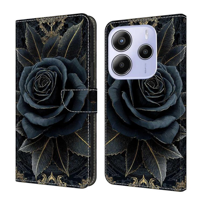 Funda para teléfono de cuero vegano pintado con efecto cristal, For Redmi Note 14 4G 163.25mm, For Redmi Note 14 5G, For Redmi Note 14 Pro+ 5G