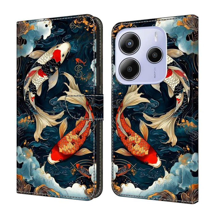 Funda para teléfono de cuero vegano pintado con efecto cristal, For Redmi Note 13 Pro 4G, For Redmi Note 13 4G, For Redmi K70E