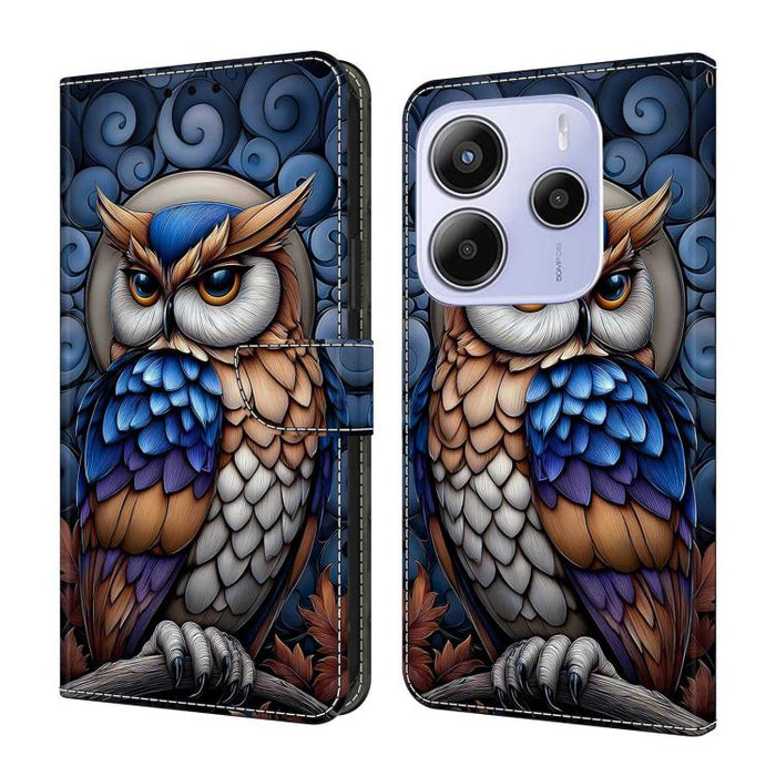 Funda para teléfono de cuero vegano pintado con efecto cristal, For Redmi Note 14 4G 163.25mm, For Redmi Note 14 5G, For Redmi Note 14 Pro+ 5G