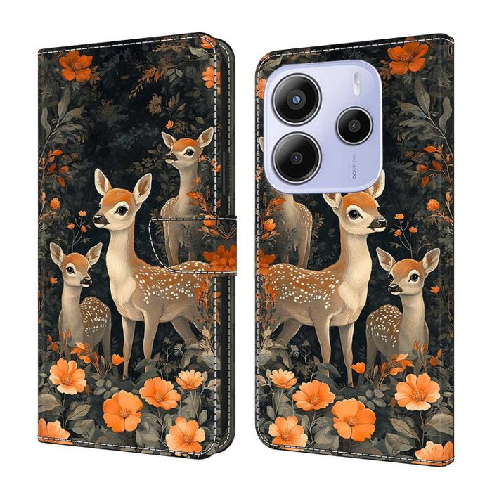 Funda para teléfono de cuero vegano pintado con efecto cristal, For Redmi Note 14 4G 163.25mm, For Redmi Note 14 5G, For Redmi Note 14 Pro+ 5G