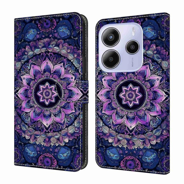 Funda para teléfono de cuero vegano pintado con efecto cristal, For Redmi Note 14 4G 163.25mm, For Redmi Note 14 5G, For Redmi Note 14 Pro+ 5G