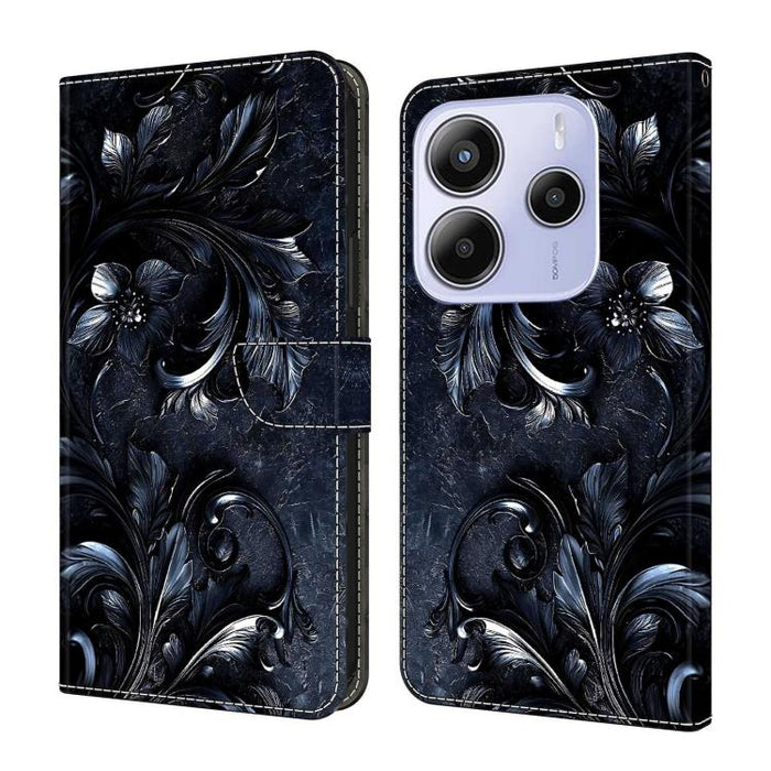 Funda para teléfono de cuero vegano pintado con efecto cristal, For Redmi Note 14 4G 163.25mm, For Redmi Note 14 5G, For Redmi Note 14 Pro+ 5G