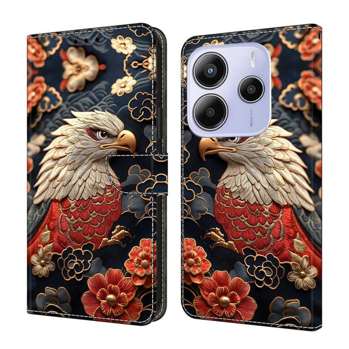 Funda para teléfono de cuero vegano pintado con efecto cristal, For Redmi Note 14 4G 163.25mm, For Redmi Note 14 5G, For Redmi Note 14 Pro+ 5G