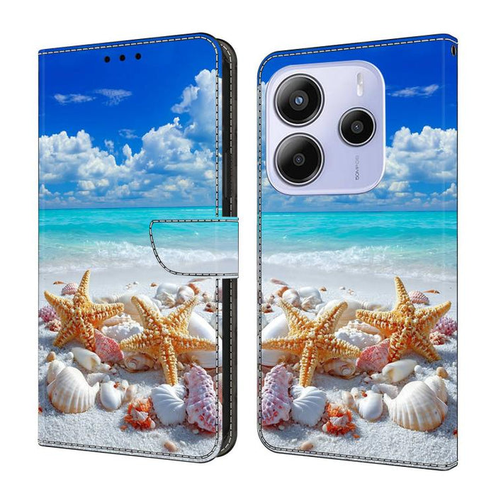 Funda para teléfono de cuero vegano pintado con efecto cristal, For Redmi Note 14 4G 163.25mm, For Redmi Note 14 5G, For Redmi Note 14 Pro+ 5G