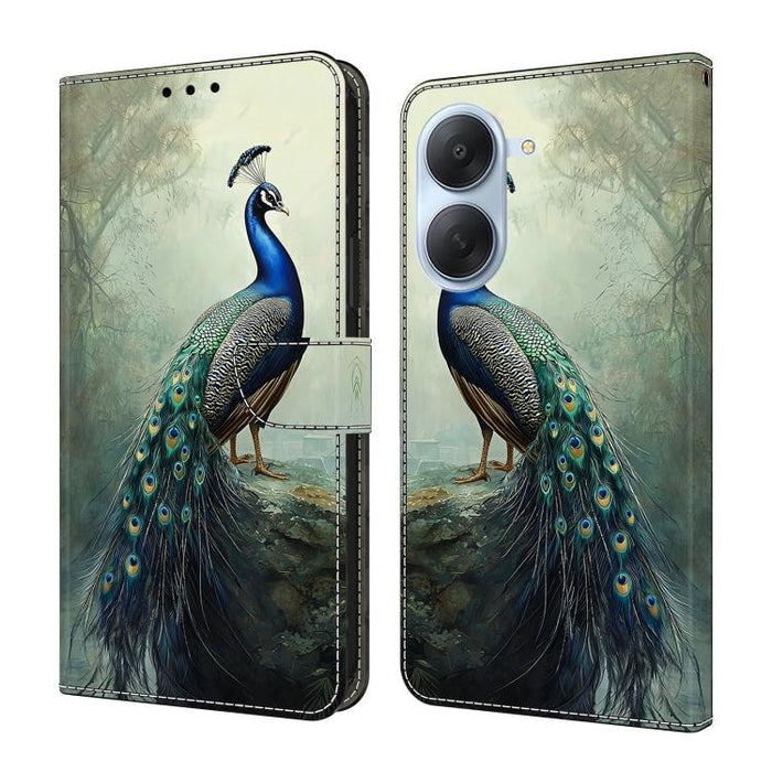 Funda para teléfono de cuero vegano pintado con efecto cristal, For Redmi Note 15 5G/4G Global 164mm, For Redmi Note 15 Pro 5G Global 163.6mm, For Redmi 15C 5G / 4G EU 173mm