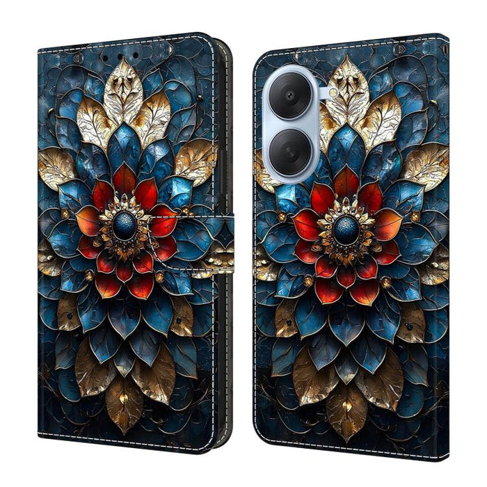 Funda para teléfono de cuero vegano pintado con efecto cristal, For Redmi Note 15 5G/4G Global 164mm, For Redmi Note 15 Pro 5G Global 163.6mm, For Redmi 15C 5G / 4G EU 173mm