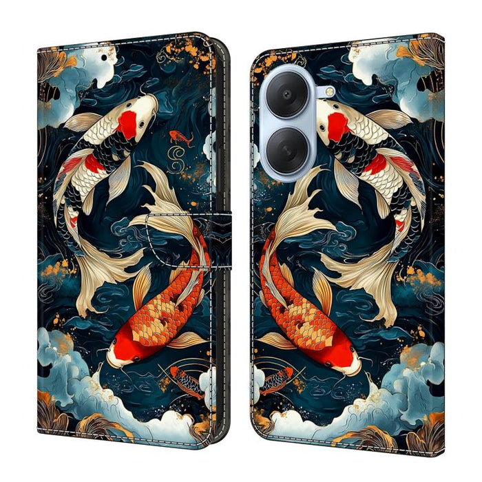 Funda para teléfono de cuero vegano pintado con efecto cristal, For Redmi Note 15 5G/4G Global 164mm, For Redmi Note 15 Pro 5G Global 163.6mm, For Redmi 15C 5G / 4G EU 173mm