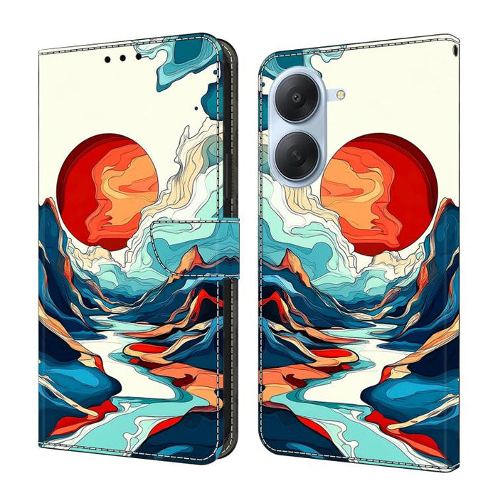 Funda para teléfono de cuero vegano pintado con efecto cristal, For Redmi Note 15 5G/4G Global 164mm, For Redmi Note 15 Pro 5G Global 163.6mm, For Redmi 15C 5G / 4G EU 173mm