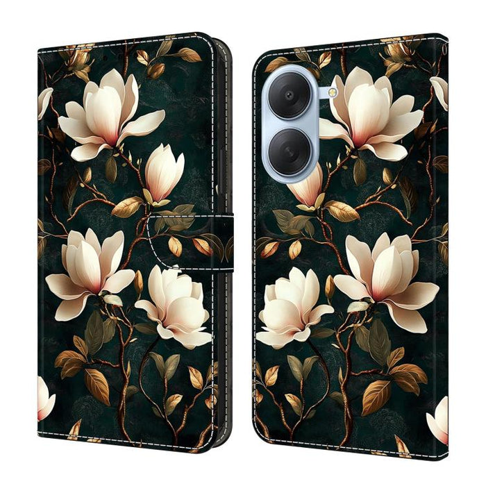 Funda para teléfono de cuero vegano pintado con efecto cristal, For Redmi Note 14 4G 163.25mm, For Redmi Note 14 5G, For Redmi Note 14 Pro+ 5G