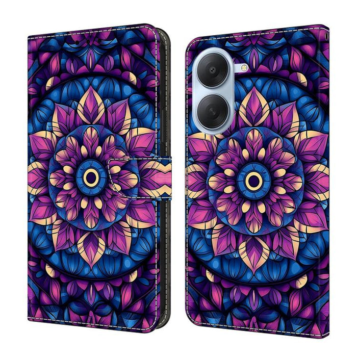 Funda para teléfono de cuero vegano pintado con efecto cristal, For Redmi Note 14 4G 163.25mm, For Redmi Note 14 5G, For Redmi Note 14 Pro+ 5G