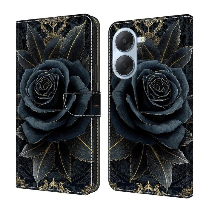 Funda para teléfono de cuero vegano pintado con efecto cristal, For Redmi Note 14 4G 163.25mm, For Redmi Note 14 5G, For Redmi Note 14 Pro+ 5G