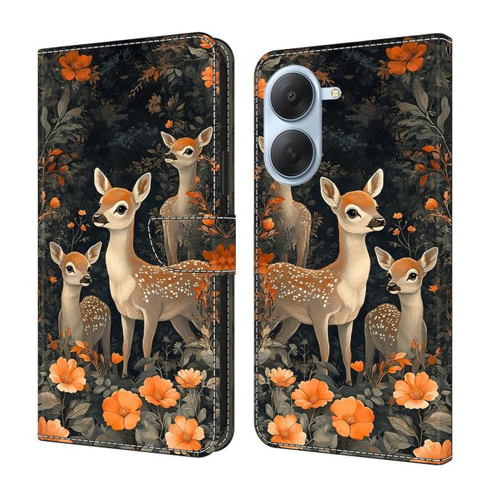 Funda para teléfono de cuero vegano pintado con efecto cristal, For Redmi Note 14 4G 163.25mm, For Redmi Note 14 5G, For Redmi Note 14 Pro+ 5G