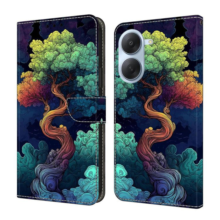 Funda para teléfono de cuero vegano pintado con efecto cristal, For Redmi Note 14 4G 163.25mm, For Redmi Note 14 5G, For Redmi Note 14 Pro+ 5G