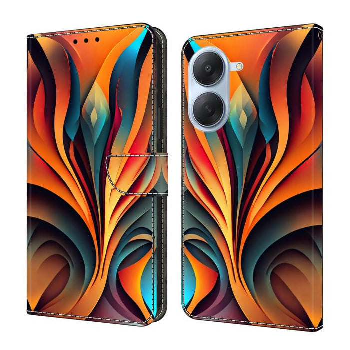 Funda para teléfono de cuero vegano pintado con efecto cristal, For Redmi Note 14 4G 163.25mm, For Redmi Note 14 5G, For Redmi Note 14 Pro+ 5G