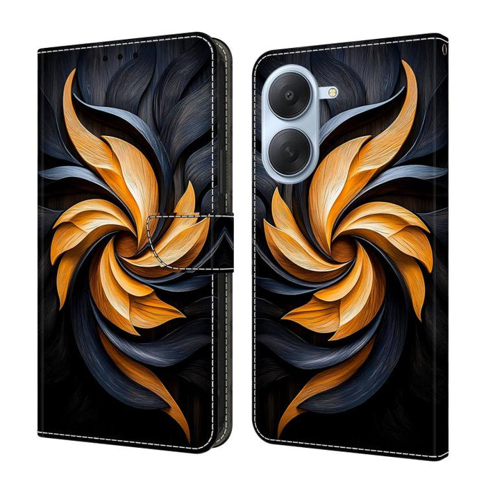 Funda para teléfono de cuero vegano pintado con efecto cristal, For Redmi Note 14 4G 163.25mm, For Redmi Note 14 5G, For Redmi Note 14 Pro+ 5G