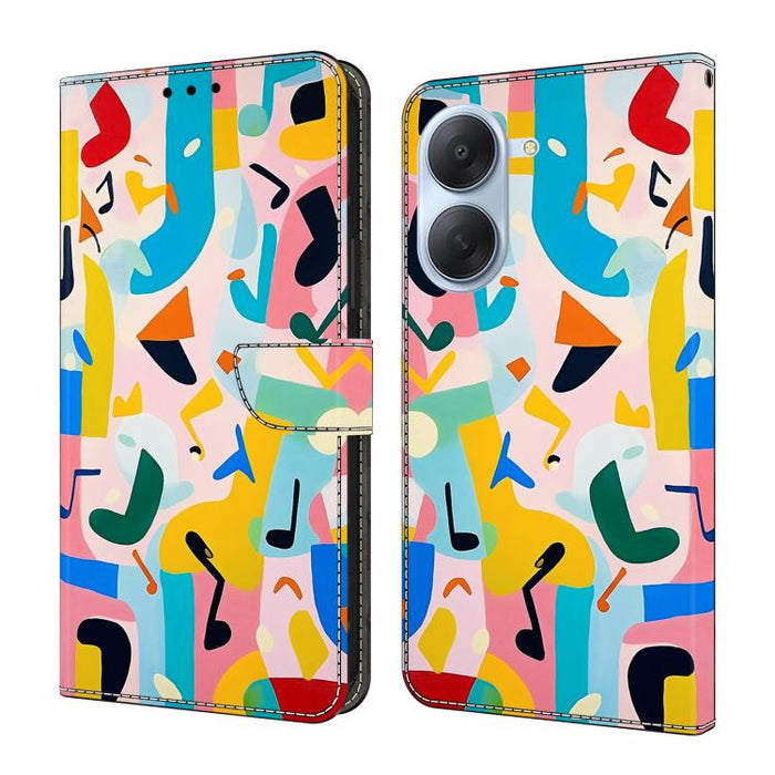 Funda para teléfono de cuero vegano pintado con efecto cristal, For Redmi Note 14 4G 163.25mm, For Redmi Note 14 5G, For Redmi Note 14 Pro+ 5G