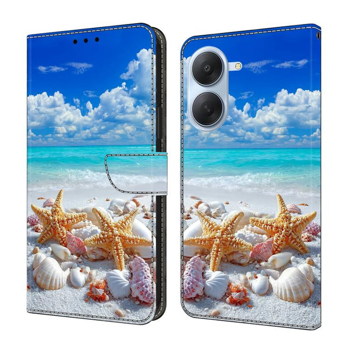 Funda para teléfono de cuero vegano pintado con efecto cristal, For Redmi Note 14 4G 163.25mm, For Redmi Note 14 5G, For Redmi Note 14 Pro+ 5G