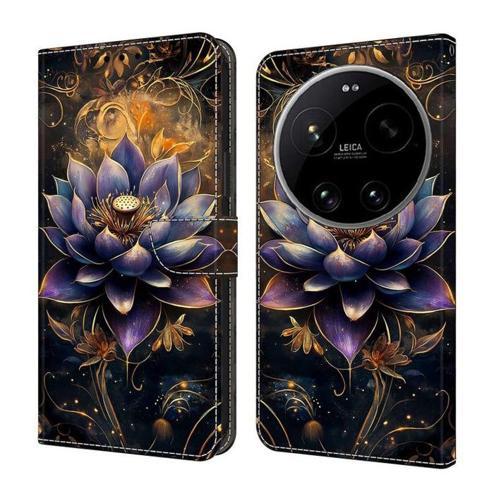 Funda para teléfono de cuero vegano pintado con efecto cristal, For Xiaomi 17 Ultra