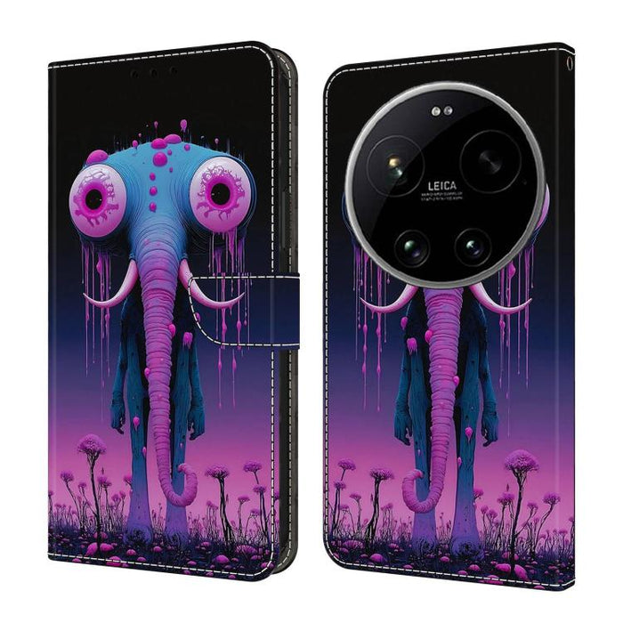 Funda para teléfono de cuero vegano pintado con efecto cristal, For Xiaomi 17 Ultra