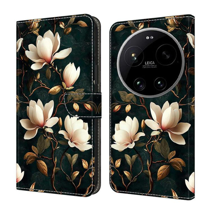 Funda para teléfono de cuero vegano pintado con efecto cristal, For Xiaomi 17 Ultra