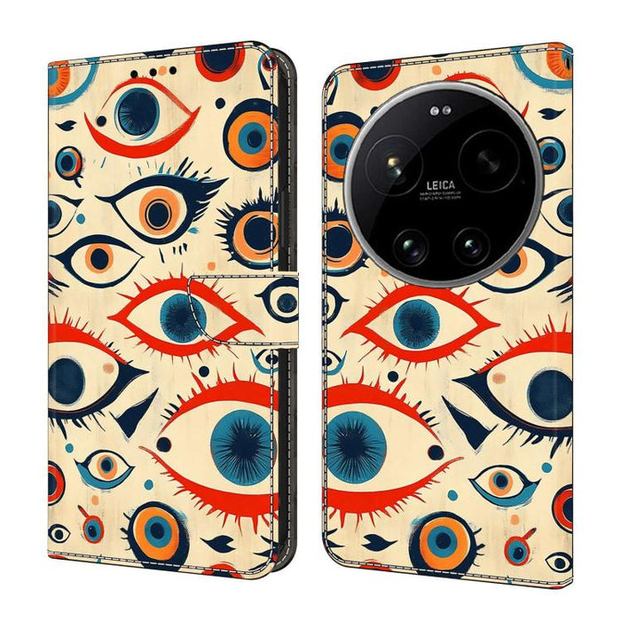 Funda para teléfono de cuero vegano pintado con efecto cristal, For Xiaomi 17 Ultra