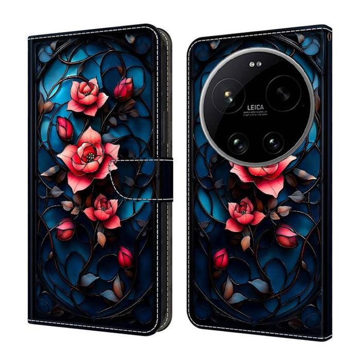 Funda para teléfono de cuero vegano pintado con efecto cristal, For Xiaomi 17 Ultra