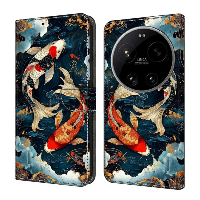 Funda para teléfono de cuero vegano pintado con efecto cristal, For Xiaomi 17 Ultra