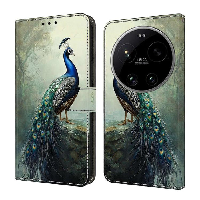 Funda para teléfono de cuero vegano pintado con efecto cristal, For Xiaomi 17 Ultra