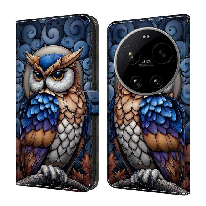 Funda para teléfono de cuero vegano pintado con efecto cristal, For Xiaomi 17 Ultra