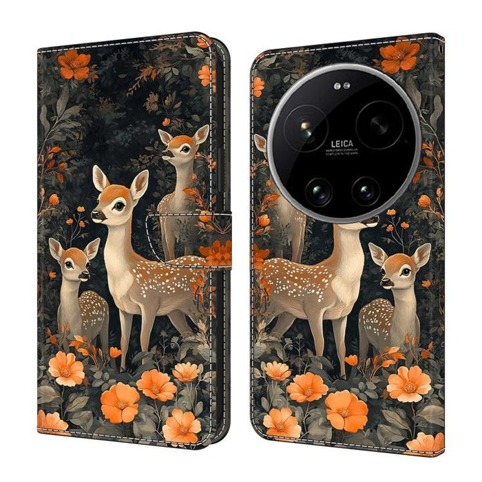 Funda para teléfono de cuero vegano pintado con efecto cristal, For Xiaomi 17 Ultra