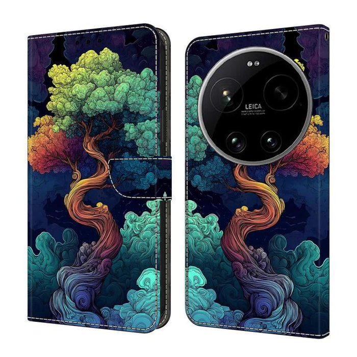 Funda para teléfono de cuero vegano pintado con efecto cristal, For Xiaomi 17 Ultra