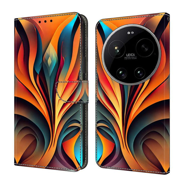 Funda para teléfono de cuero vegano pintado con efecto cristal, For Xiaomi 17 Ultra